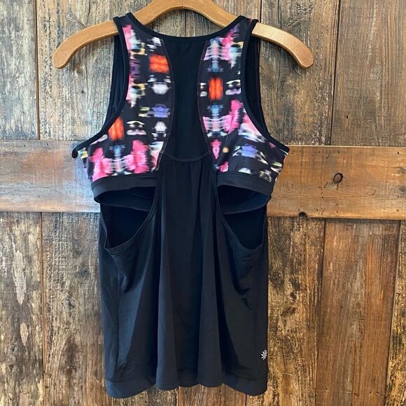 Athleta M Black Multi-Color Racerback Cut Out Bandeau Workout Exercise Top - Picture 4 of 10